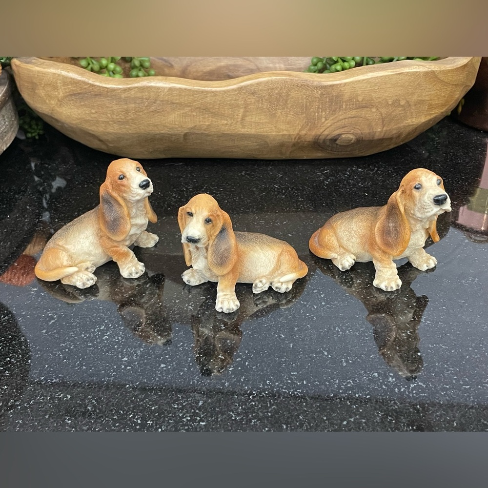 Vintage Retired Castagna Set of Three Basset Hound Figurines